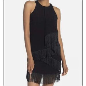 NWT JOIE 4 Amiyah Dress Sheath Black Fringe Mini Sleeveless Party Cocktail